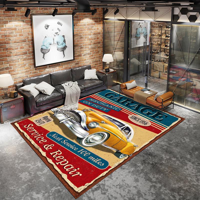 American Industrial Wind Lounge Rug Home Non-slip Mat Large Area Living Room Decoration Retro Rug Punk Style Rugs for Bedroom