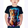 Summer Round Neck Cartoon Animal Pattern 3D Printed Top Fashionable Casual Short Sleeved Children's Boy T-shirts