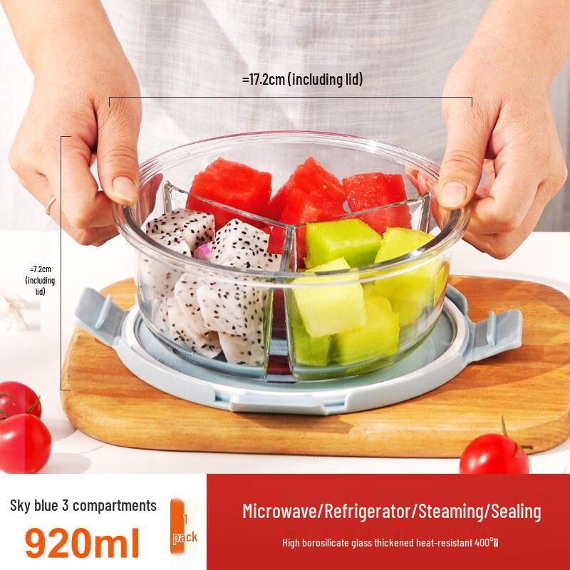 ZISIZ 3-Compartment Glass Bento Box