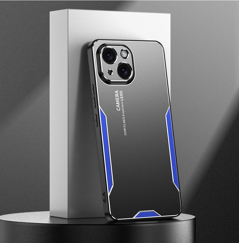 For iPhone 15 Plus Case Aluminium Alloy+TPU+PC Matte Finish Smart Phone Cover