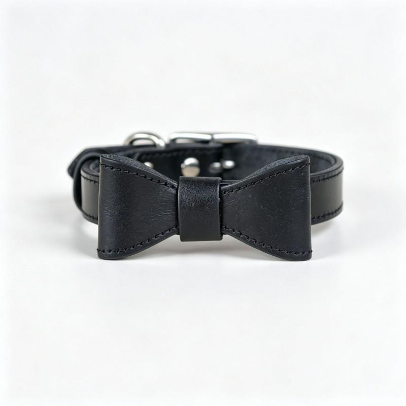 Pet Bow Genuine Leather Dog Collar Small Medium Dogs Multi-color Head Layer Cowhide