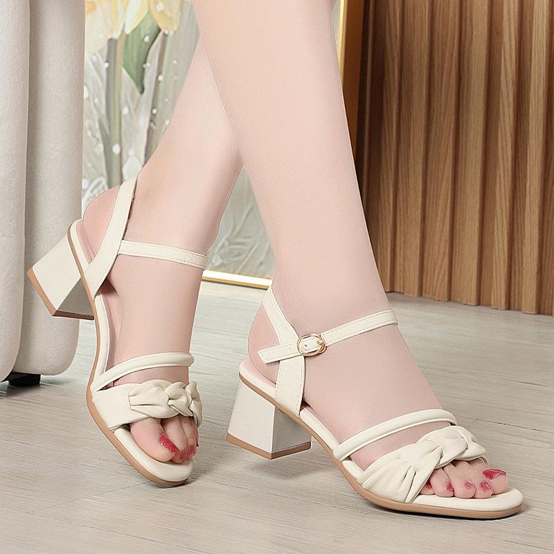 One-Strip Sandals In Summer With Versatile Thick Heels Without Tiring Feet For Women's High Heels For Women Casual Comfortable