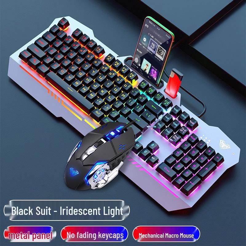 Wolf Spider F3010 Mechanical Gaming Keyboard & Mouse Set - Wired 3-Piece for Laptop/Office.