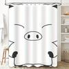 Adorable Black White Pig Design Shower Curtain Waterproof Fabric for Bathroom Decoration 72x84in