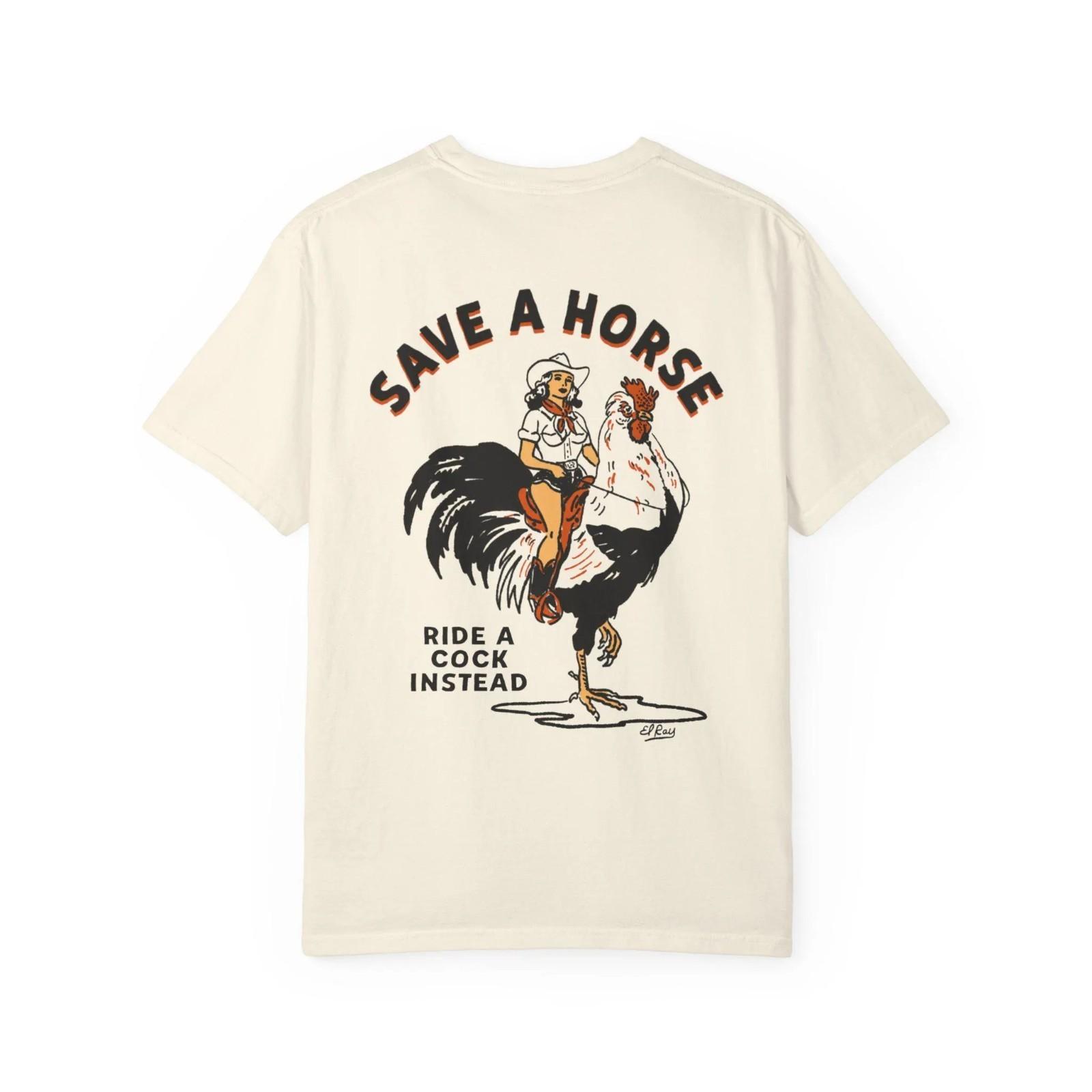 Rooster Rodeo Cowgirl Cowboy Graphic Tee Western Punk Rock T-Shirt M