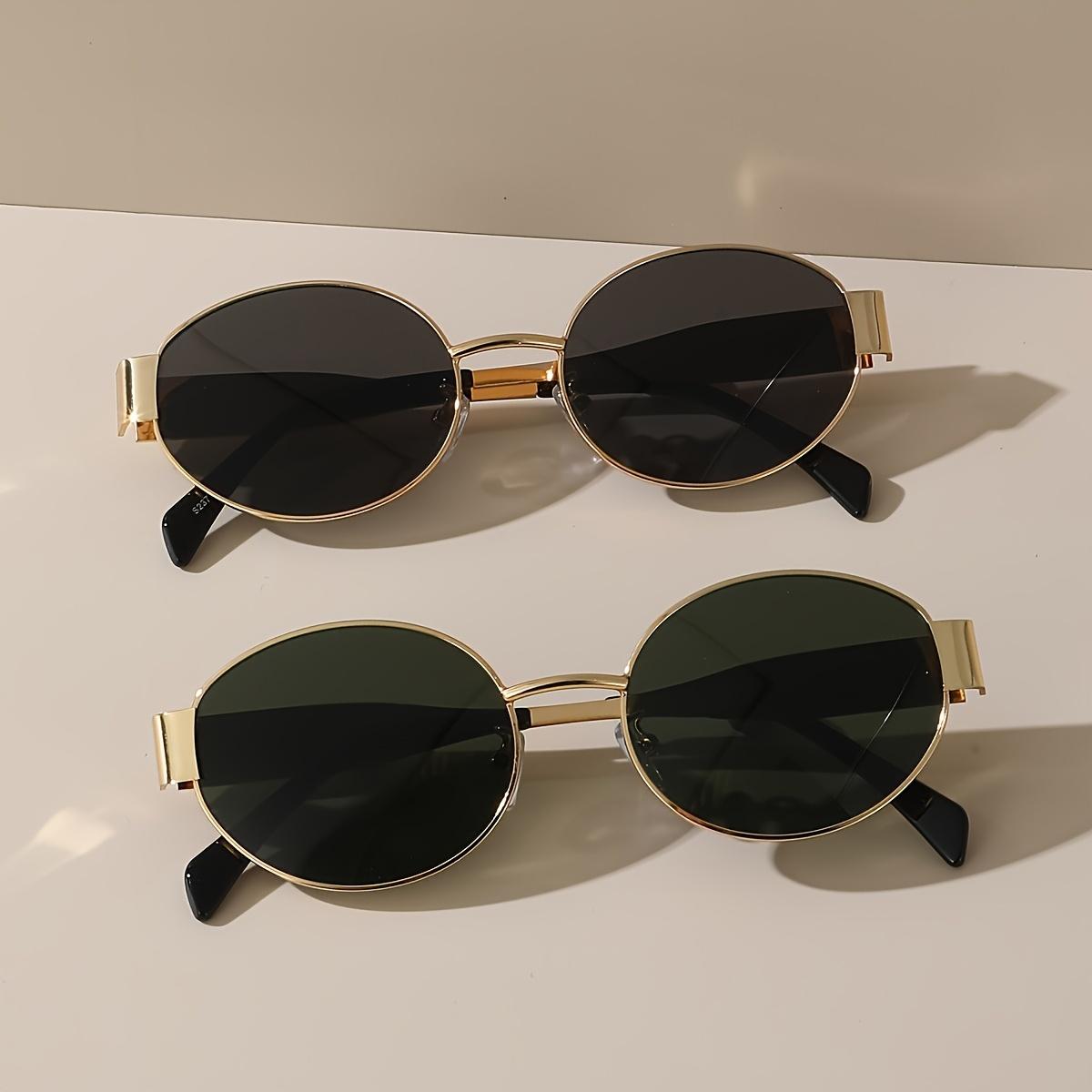 

2 pcs a Pack Retro Oval Sunglasses Unisex Trendy Classic Shield Style Fashion Eyewear UV400 Metal Sun Glasses