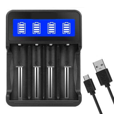 18650 Battery Charger 4 Bay LCD Display L Battery Charger for Rechargeable Batteries 18650 26650 16340 14500