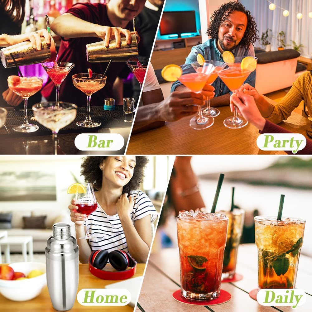 Cocktail Shaker,24oz Drink Mixer with Built-in Strainer for Mixing Drinks Margaritas,Beginner Friendly Stainless Steel Mixer Bar Utensil Tool