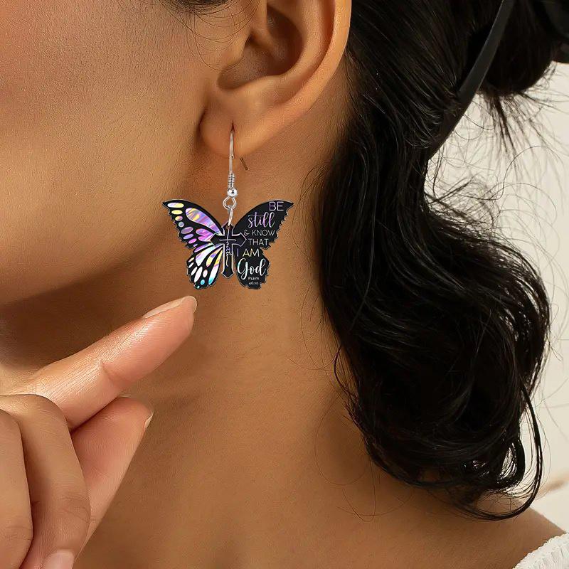 Elemente Fluture 2D Plate Negre și Colorate Material Acrilic Cercei Atârnători Cercei Ușori pentru Femei Cadouri