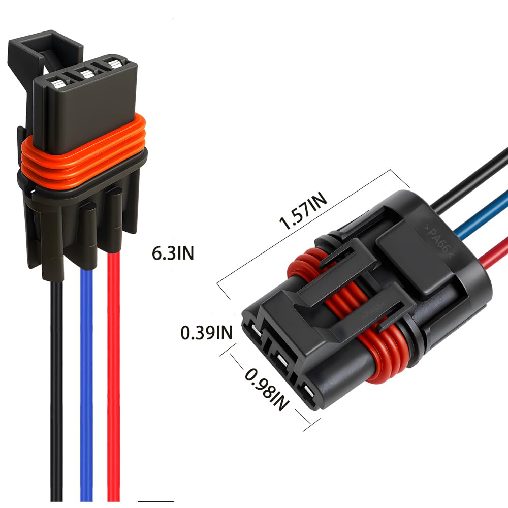 3 Pack Polaris Bus Bar Connectors – Pulse Bar Power Plug Harness for Ranger XP 1000 / RZR / RS1 / General 2018–2025 (Black Blue Red)
