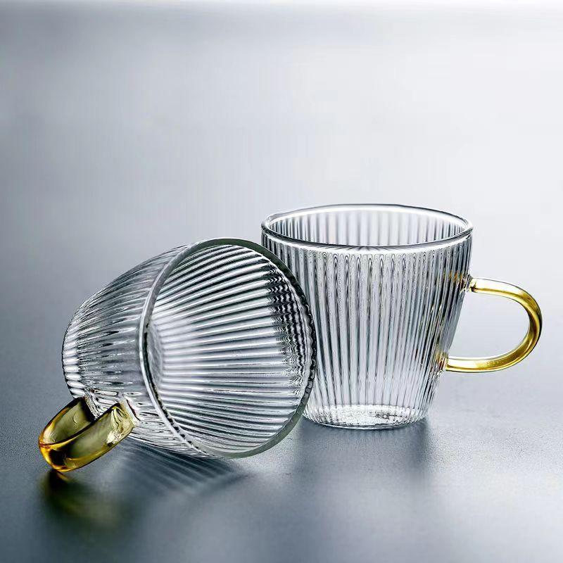 Glass Tea Cups Small Cups Home Glass Tea Set Coffee Cup Set Tea Water Cup Saucer Steak Juice Bucket Table Decor Teacup