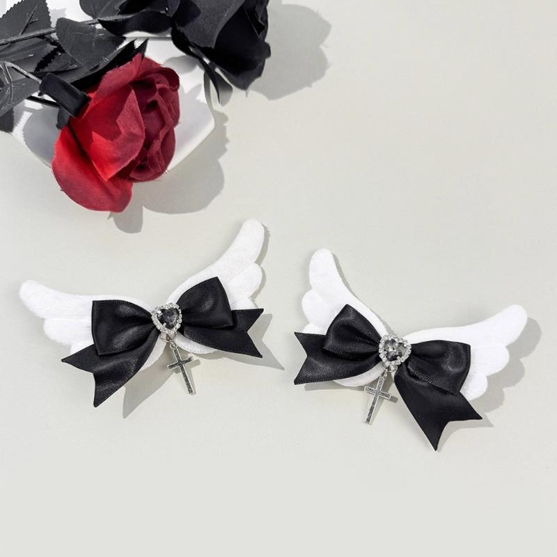 Baby Girls Hair Bows Clip With Angel Wing Gentle Nonslip Grip Ribbon Costume Accessories For Toddler Infants