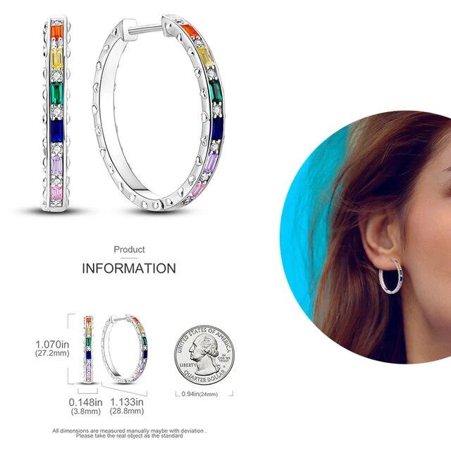 Brincos de argola de prata 925 para mulheres, brilhantes, pavê, cz, joias finas de luxo, brinco