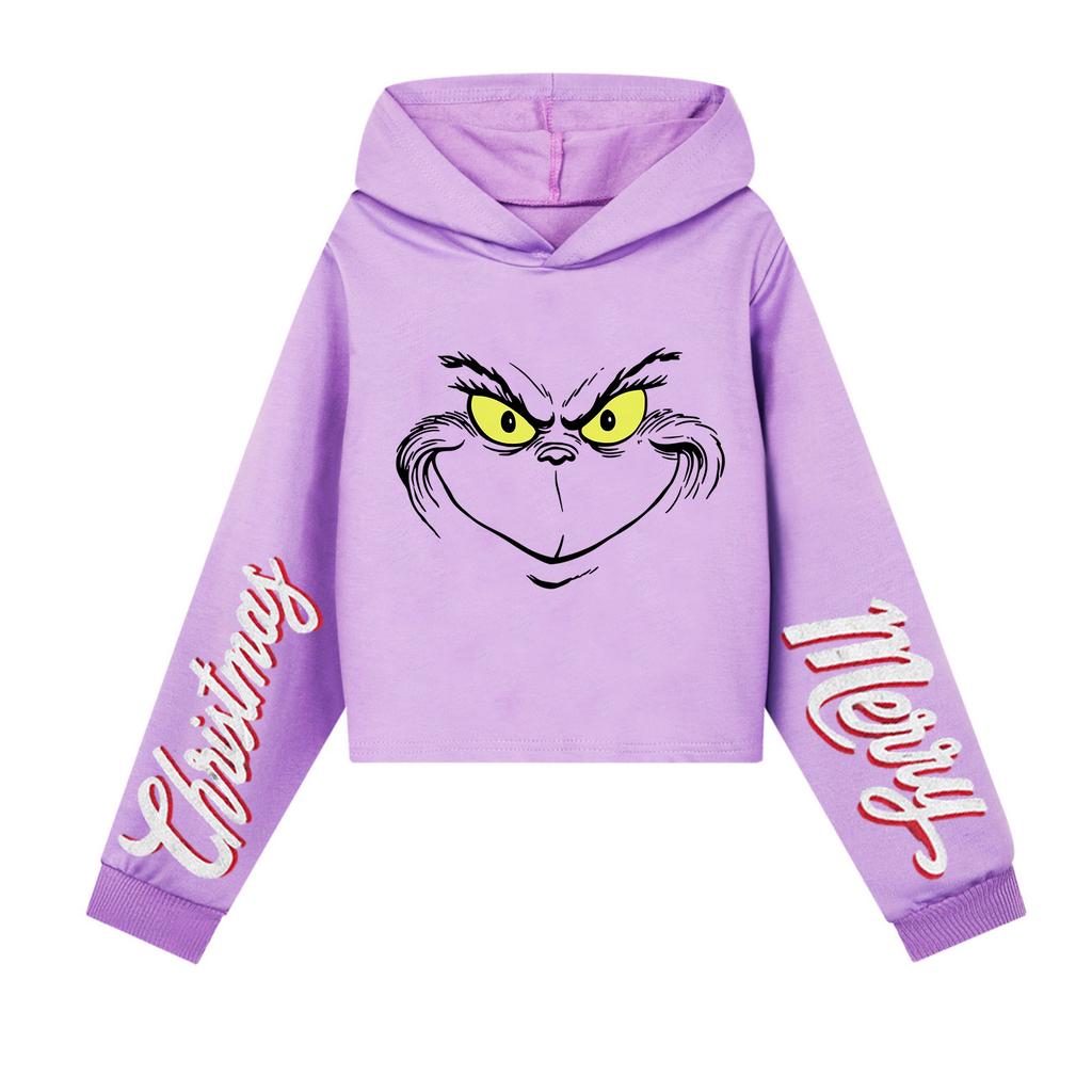 Kids' Casual Fashion Christmas Printed Long Sleeve Hooded Sweatshirt (No Drawstring)