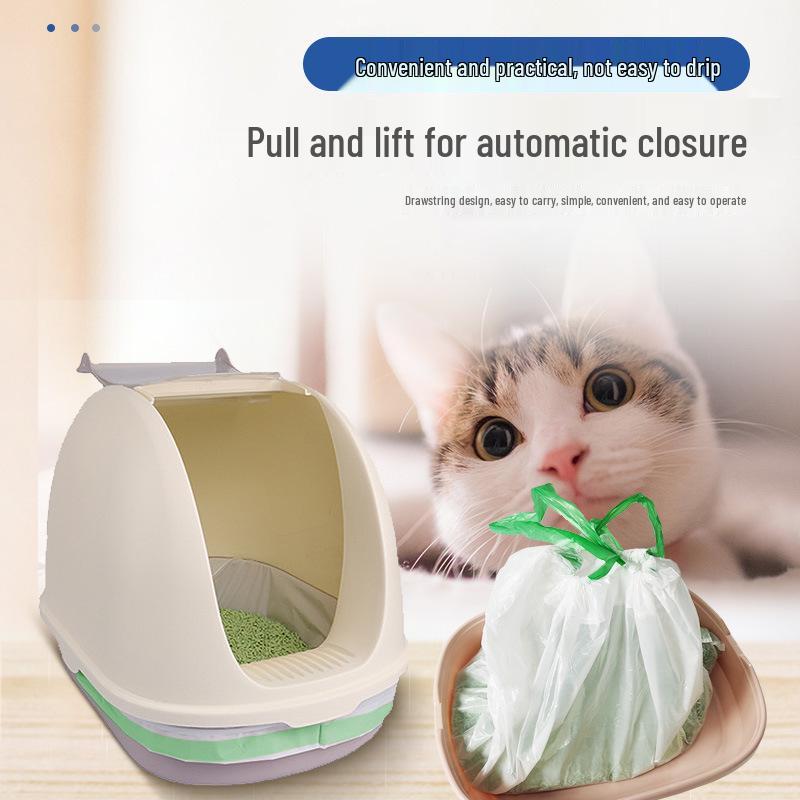 Thickened Drawstring Cat Litter Bags: Anti-scratch, Portable, and Tear-resistant for Easy Litter Box Cleaning