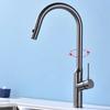 Double Function Water Kitchen Pull-out Sink Faucet Gray 304 Stainless Steel Hot And Cold Water Single-hole Telescopic Sink Tap