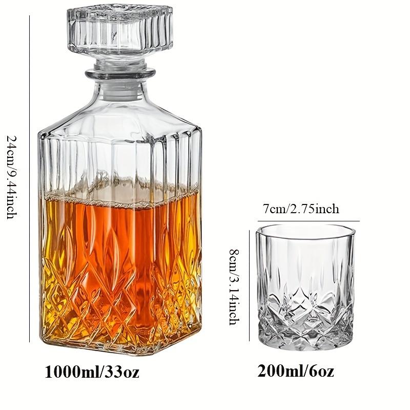 7Pcs/Set Whiskey Decanter Set With 6 Wine Glasses For Men Crystal Whiskey Glass And Decanter With Gift Box Scotch Liquor Decanter Set For Rum Vodka Br