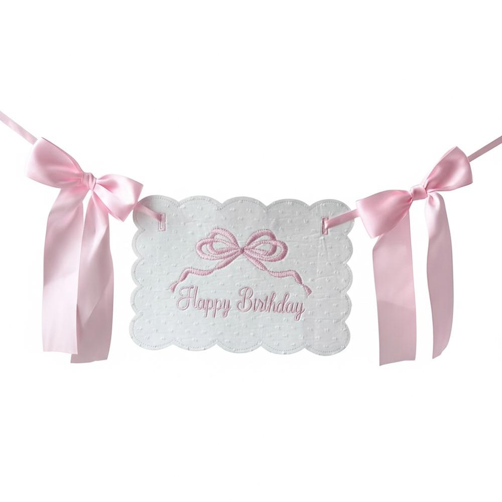 Bowknot One-Year-Old Birthday Cap Pink Blue Embroidery First Birthday Garland Lace Edge Ball Birthday Hat First Birthday