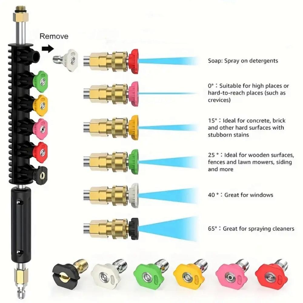 High-Pressure Water Machine Spray Gun Telescoping Rod Kit Stainless Steel Extension Pole with Nozzle for Wall Roof Floor Clean