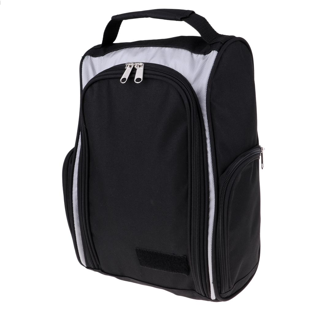 Waterproof Golf Bag Travel Space Saving Shoes Storage Tote Black and Silver, 13 x 9 5.5 inch