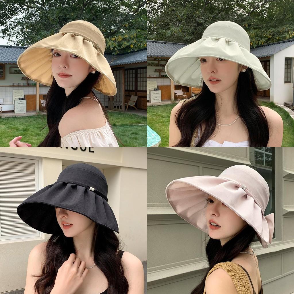 Summer Fashion Bowknot Sun Hat With Wide Brim For Outdoor Sun Protection