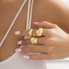 2025 New 6PCS Punk-Style Alloy Electroplated Irregular Exaggerated Flower Ring For Women Elegant Baroque Limited Pearl Ring Jewe