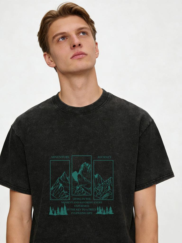 2026 summer new washed old T-shirt retro trendy brand European and American pure cotton t men's large size loose men's clothing