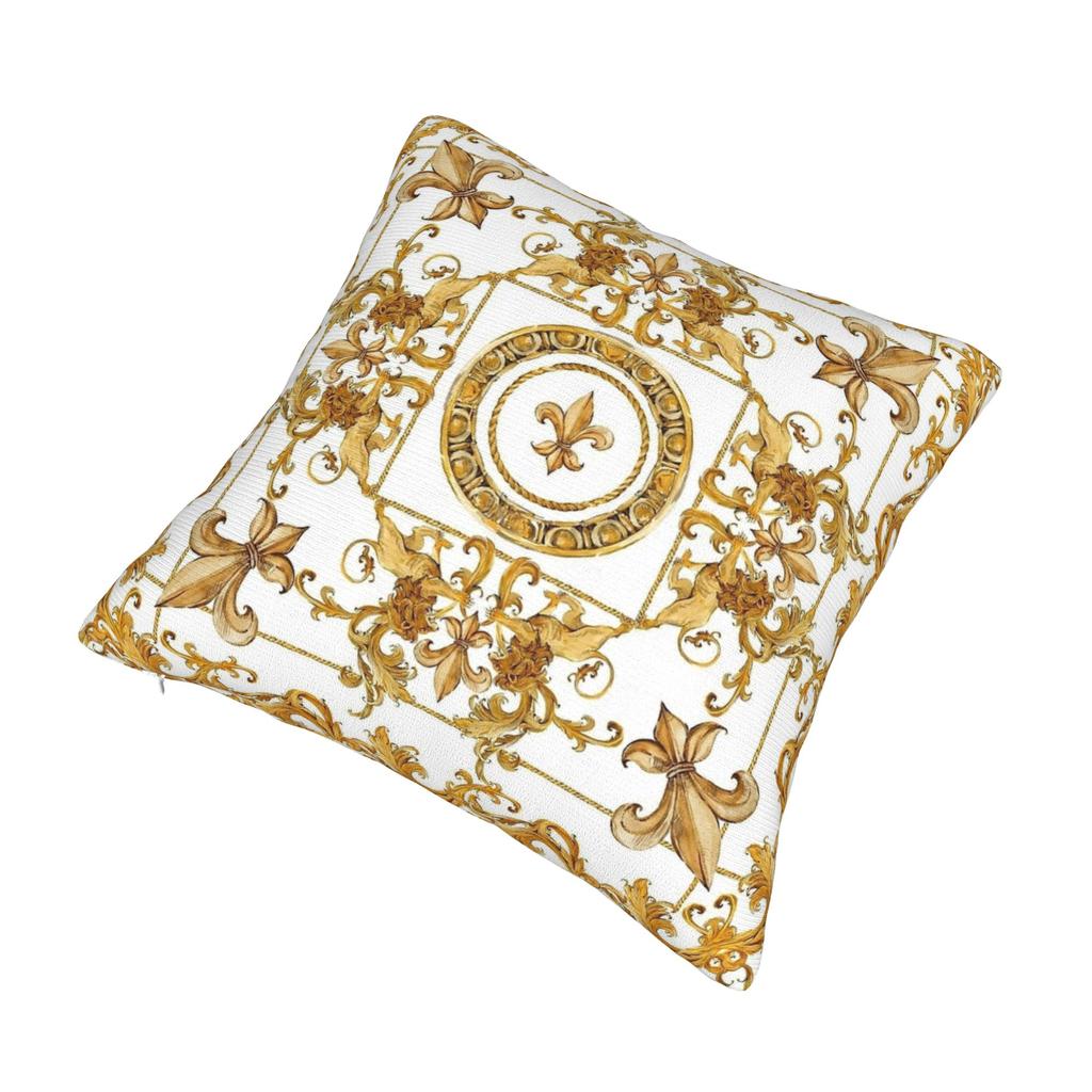Golden Lion Damask Ornament Pillowcase Printed Cushion Cover Decoration Baroque Throw Pillow Case Cover Home Square 40X40Cm