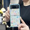 Per Samsung Galaxy Z Flip 7 Custodia INS Corea Foglie Fiore Cover Trasparente per Samsung ZFlip7 Z Flip7 5G Guscio Floreale Blu