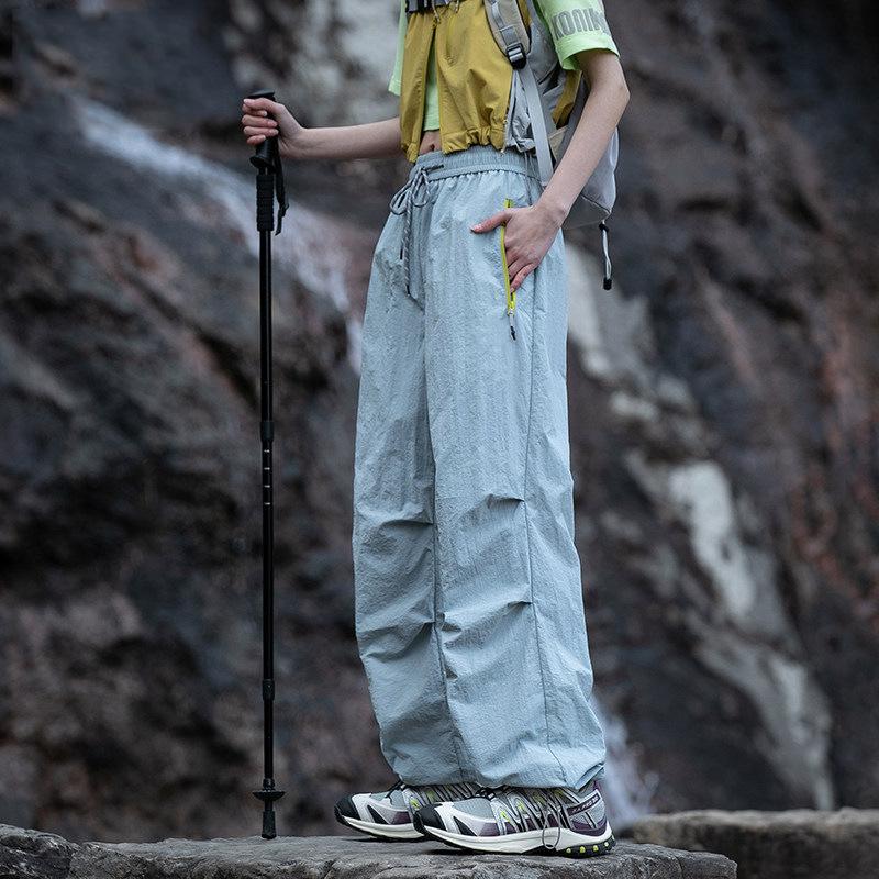 Women Hiking Pant Autumn Outdoor Sports Waterproof Paratrooper Pants Elastic Waist Camping Trousers Solid Cycling Fishing Pants