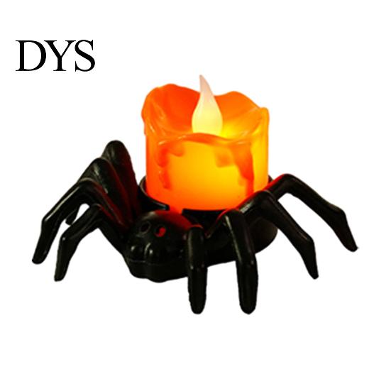 Indoor Festival Atmosphere Lamps Halloween Spider Tea Light Candle, Battery Operated Flameless Flickering LED Fake Candles Spooky Eyeball Skull