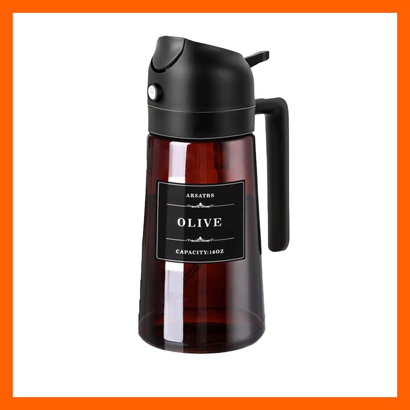 

16oz 470ml Oil Sprayer Dispenser Bottle for Cooking and 2-in-1 Compact Seasoning Kitchen Olive Oil Bottle with Light Blocking