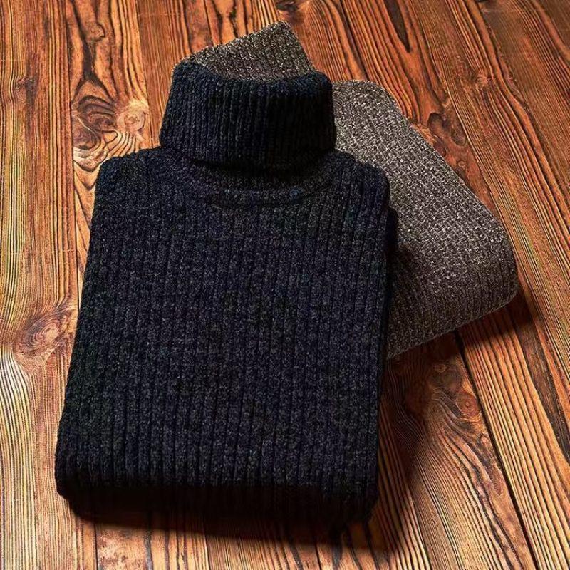 Men's Thick Velvet Chenille High Neck Sweater - Trendy, Loose Fit, Warm Solid Color Knit for Autumn/Winter