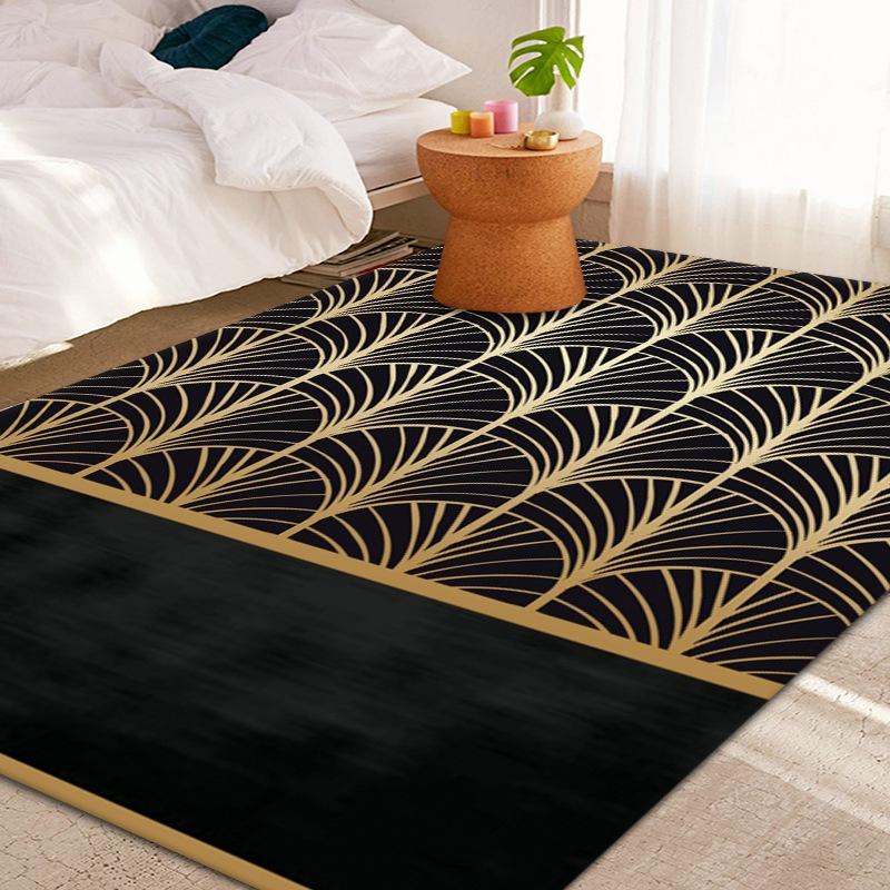Living Room Geometric Carpet Floor Mat Modern Black Fashion Lines Living Room Carpet