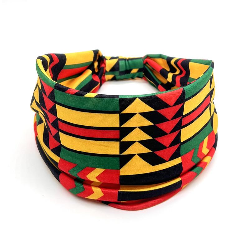 European American Women's Hair Band African Print Pattern Wide Edge Elastic Knot Sports Yoga Headband Women's Headwear Hair