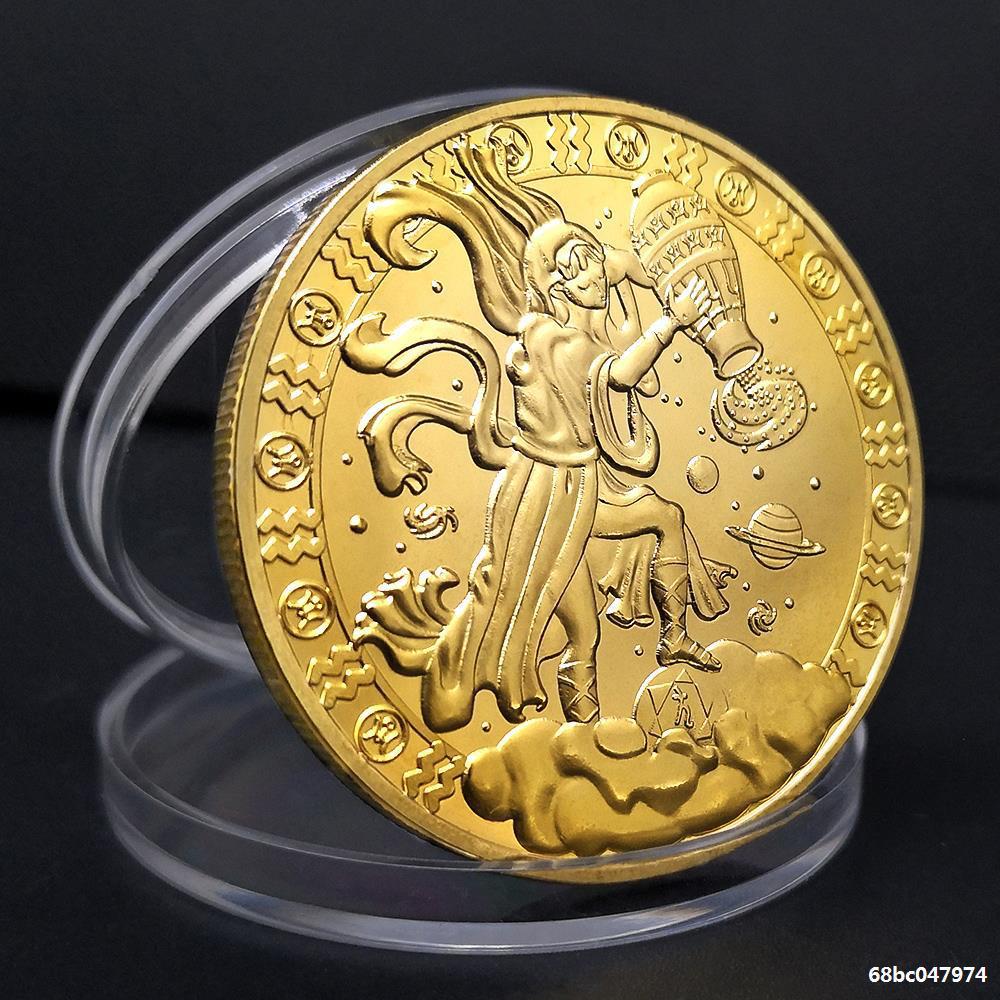 

12 zodiac commemorative coins, commemorative medals, gold, metal crafts, gold-plated badges, Christmas gift, Stocking stuffers