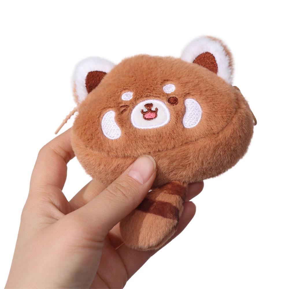 Cartoon Red Panda Plush Keyring with Tail Red Panda Purse Turn To Costume Panda Pendant Unisex