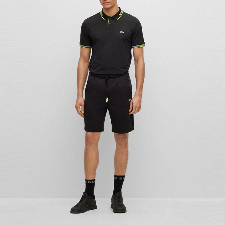 HUGO BOSS Polo Shirts Men's Black Polo Collar Moderate Straight Fit 50469245-006