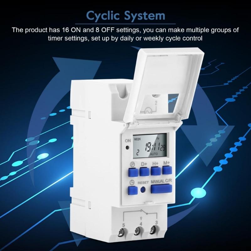 Digital LCD Weekly Programmable Digital Timer Switches 16 ON and OFF Timer Time Control Switches for Controlling Street Lamp