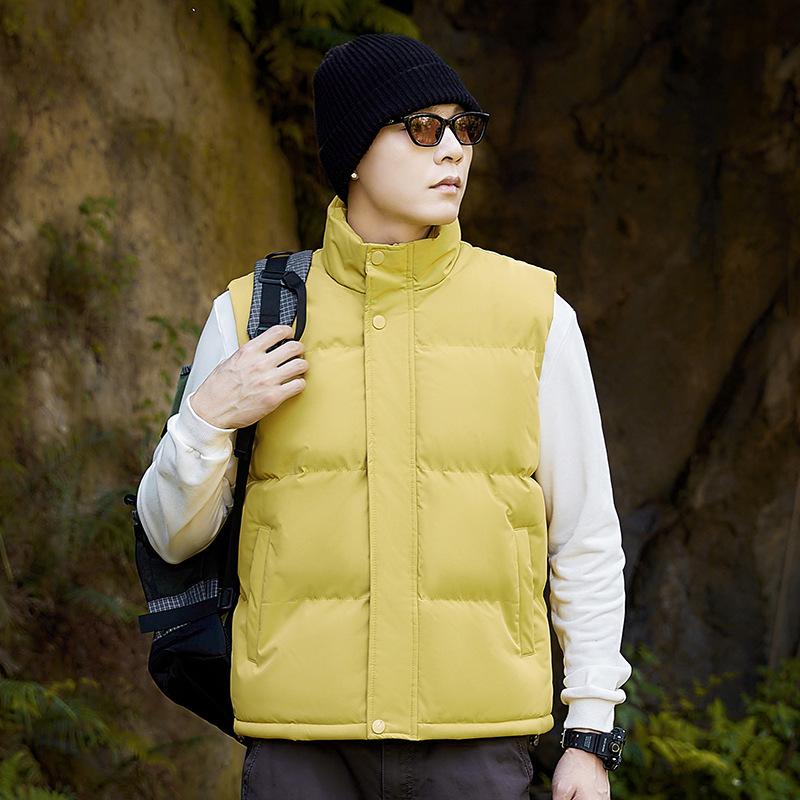

Хлопковый жилет мужской и женский одинаковый осенне-зимний утолщенный термо жилет со стойкой воротником большого размера однотонный жилет повседневная куртка жилет 5XL жёлтый
