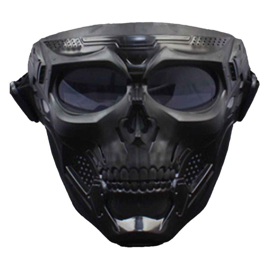 Riding Face Cover Goggles Glasses Skull Shape ABS Frame PC Lens for Eye Protection