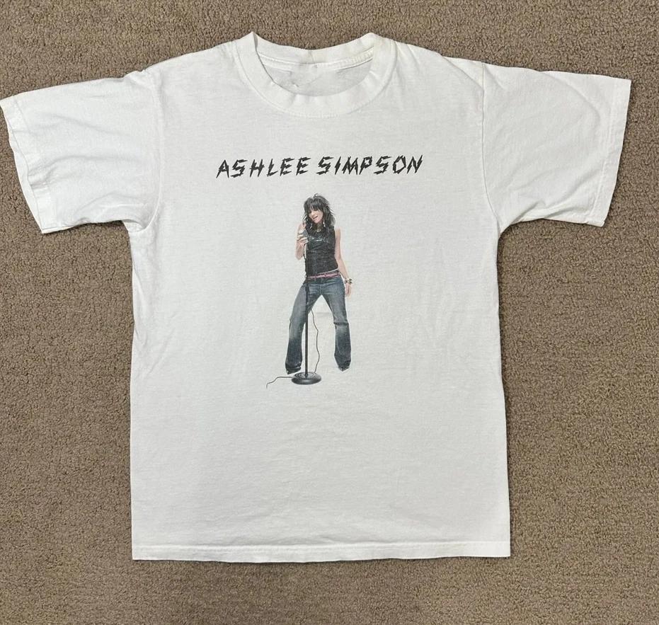 Винтажная хлопковая белая футболка унисекс Ashlee Simpson Live In Tour Все размеры TR159 XXL