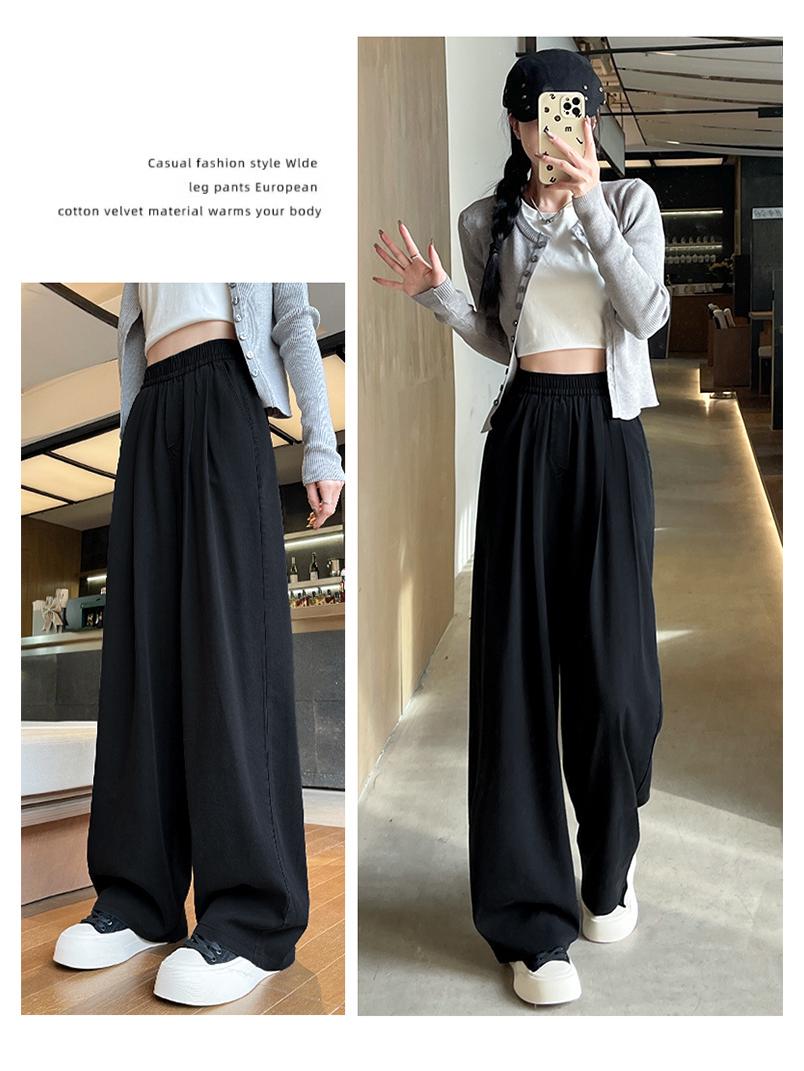 

Женские джинсы из тенселя с высокой посадкой: 2025 Ретро Широкие, Драпирующиеся, Эластичная талия, Стройнящие, Прямые летние брюки L 115-130 jin