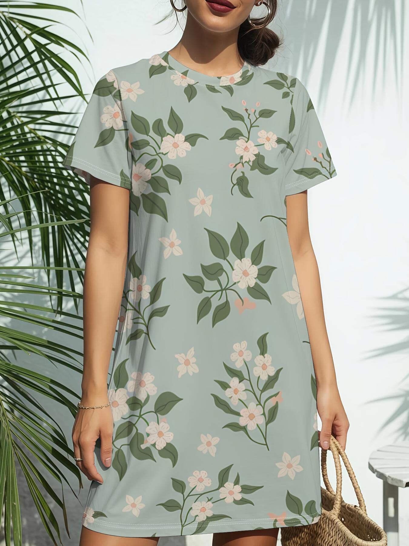 

Minty Leaves New Women S Round Neck Short Sleeve Dress T-Shirt Features American Fashion Trends with Digital Prints. Perfect for Casual Wear in Sprin 9XL дубильна кора