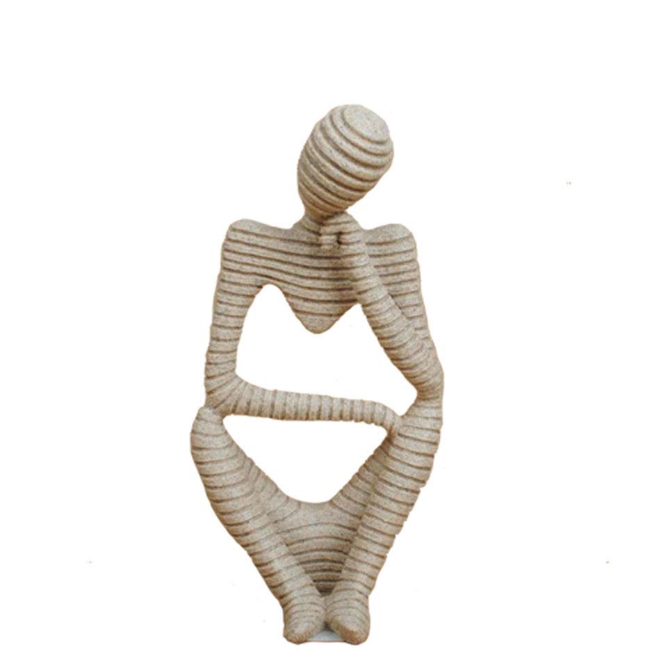 24cm Abstract Art Thinker Statue Thinking of You Figurine Natural Sandstone Crfats Sculpture Modern Home Office Desk Decor