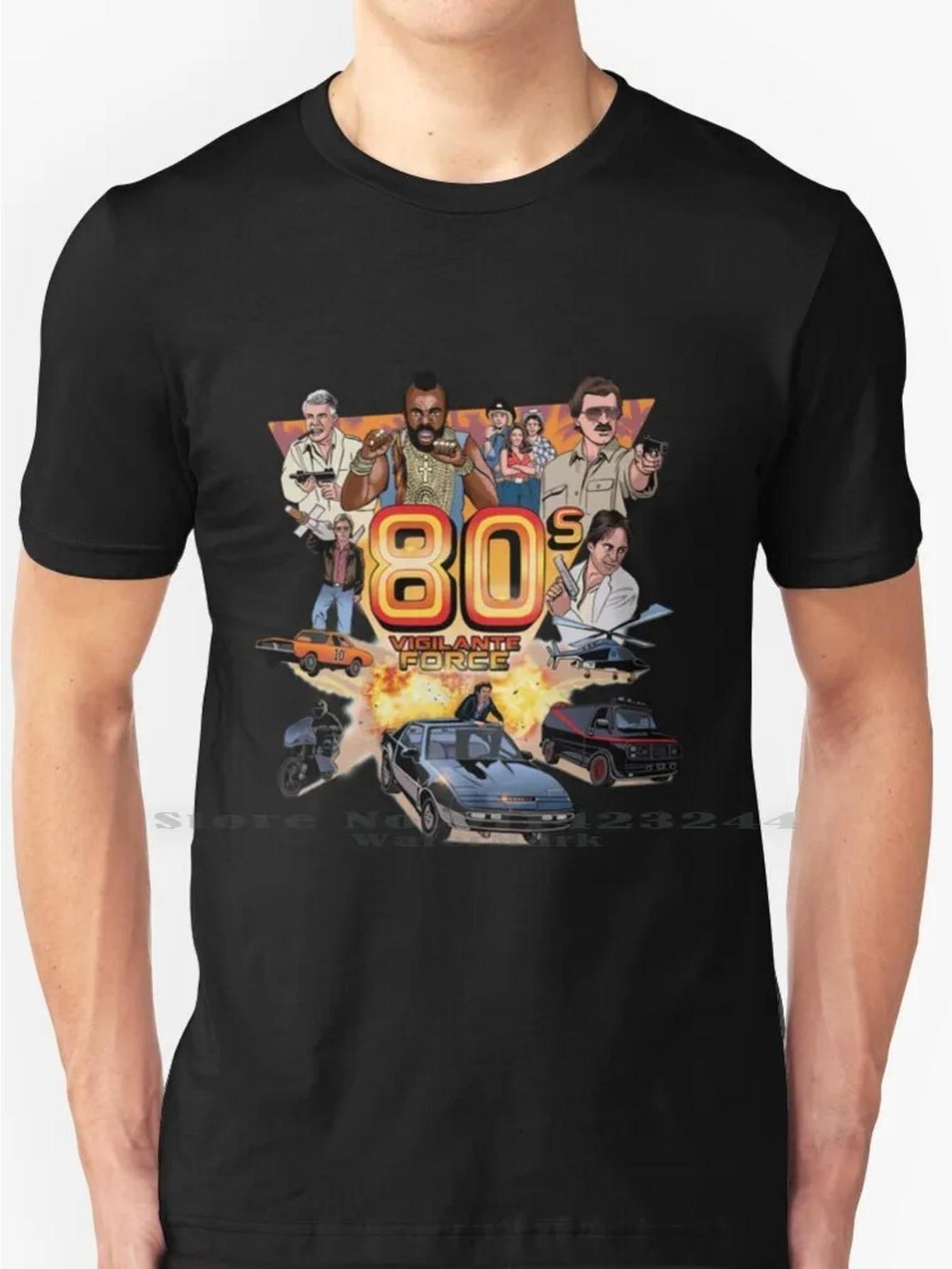 T-Shirt y2k s Force Retro 80s Black S