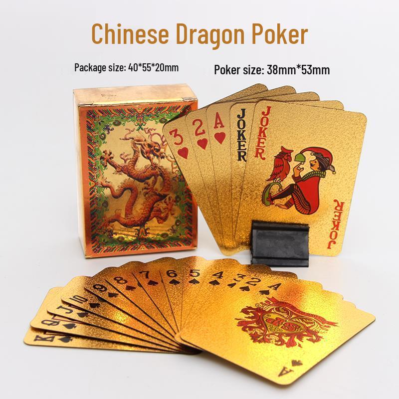 Goldene Mini Tyrant Wasserdichte PVC Spielkarten - Taschenpoker in Handflächengröße 3x5cm