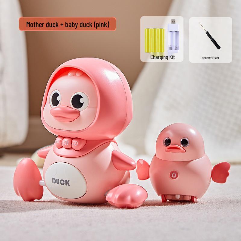 Children's Musical Crawling Duck Toy with Magnetic Suction and Lights for Early Education