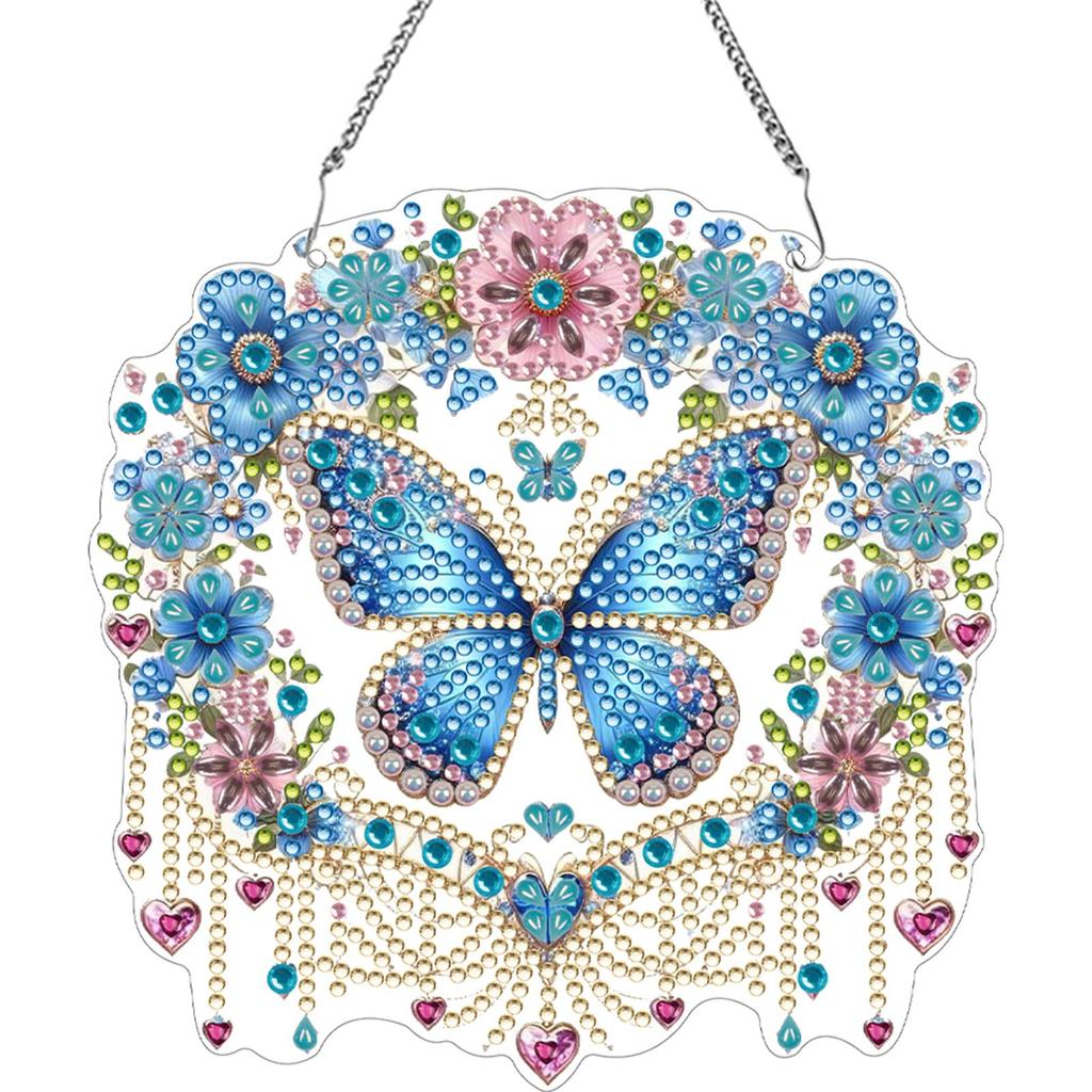 Double Sided Acrylic Owl 5D DIY Diamond Painting Dots Pendant Rhinestone Diamond Art Pendants for Garden Window Decor