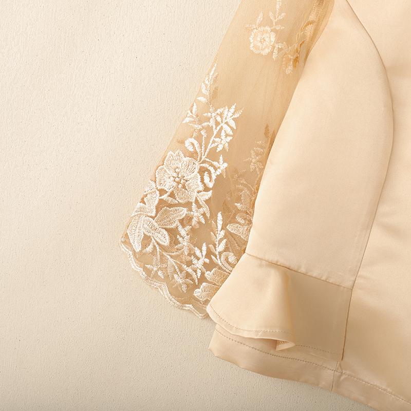 ZANZEA Women Casual Lace Splice 3/4 Sleeve Elegant Slim Blouse